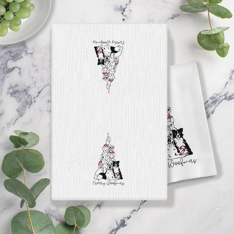 COWEB Funny Christmas Dog Kitchen Towels - 16x24 Inches, Gifts for Dog Lovers, Christmas Decor - Image 2